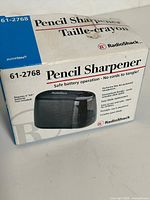 Front of RadioShack model 61-2768 pencil sharpener box