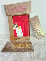 Front view of memo board and three packaged word accents