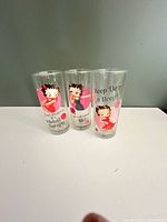 Front view of all three Betty Boop printed glasses