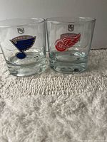 Front view showing St. Louis Blues and Detroit Red Wings logos on glasses
