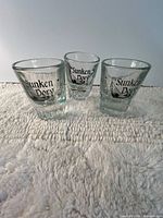 Three Sunken Dory shot glasses front view