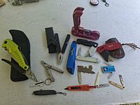 All items laid out showing variety of tools and cutters