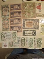 Overview of all banknotes laid out