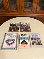All five books front covers displayed on table
