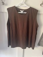 Front view of brown sleeveless tank on hanger
