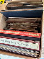 Box of assorted 78, 33 and 45 RPM records including bound albums and boxed sets