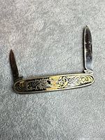 Knife open showing both blades and handle design