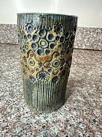 Front view showing full vase, texture, glaze and colors