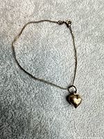 Full view of necklace laid flat showing pendant and chain