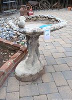 Full view of bird bath showing pedestal and basin