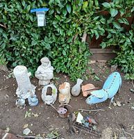 Group shot of all garden decor items arranged on ground