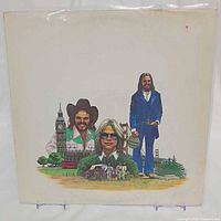 Front sleeve showing illustrated artwork of band members and London skyline