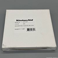 Closed KitchenAid box with label showing model KFP13FF