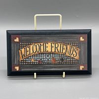 Front view showing design and text
