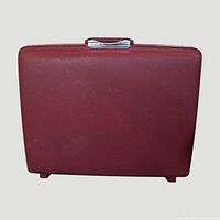 Front view of burgundy Samsonite attaché case