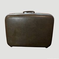 Front view of olive green suitcase