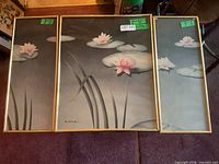 All three framed prints side by side showing full artwork and gold frames