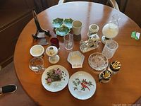 Overall view of all small decor and tableware items on table
