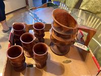 Pitcher and goblets grouped in box