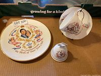 Plate, cup on saucer, bell showing matching design