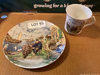Plate front and mug interior visible