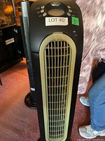 Full view of Honeywell tower fan front with control panel