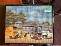 Full view of framed Coca-Cola diner print