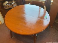 Top view of round wooden table