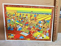 Full view of colourful bowling alley poster