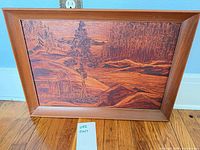 Full view of framed landscape print