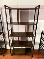 Front view of assembled five-shelf bookcase