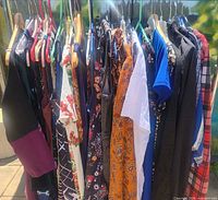 Full rack view showing entire assortment of garments