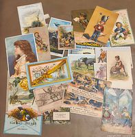 Overview of scattered Victorian trade cards