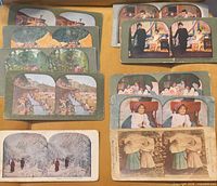 Overview of all nine stereoview cards laid out