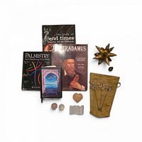 Full lot showing books, dream journal, pouch, wands, figurine, crystals