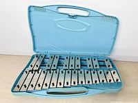 Glockenspiel open in case showing all 25 bars