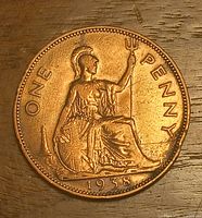 Reverse side with seated Britannia and date 1938