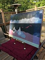 Front view of framed Milton Avery print on easel showing artwork and frame