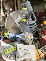 Full view of Pro-Pulse mitre saw showing motor housing and blade