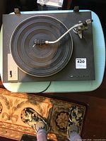 Top view showing platter, tonearm, overall condition
