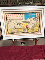 Front view of framed Chicken & Phone artist proof print