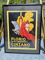 Full view of framed Florio Cinzano poster
