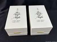 Two cream presentation boxes closed