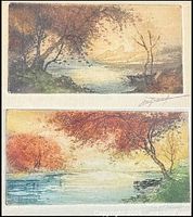 Both etchings showing imagery and colour