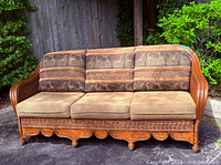 Front view showing full sofa, cushions, frame detail