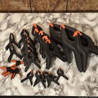 Group shot of all spring clamps showing size variety and colors