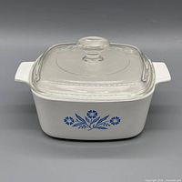 Front view showing Cornflower motif and lid
