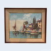 Full view of framed seascape painting