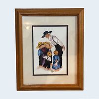 Front view showing artwork, mat, and wood frame