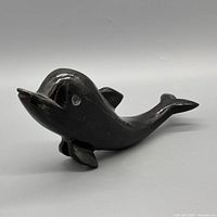Left front view of soapstone dolphin figurine